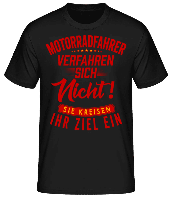 Vorschau: Motorradfahrer Kreisen Ihr Ziel Ein - Männer Basic T-Shirt - Schwarz - Vorne