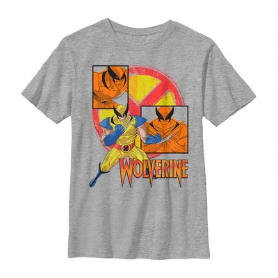 Marvel - Wolverine Claw Panels - Kinder T-Shirt - Grau meliert - Vorne