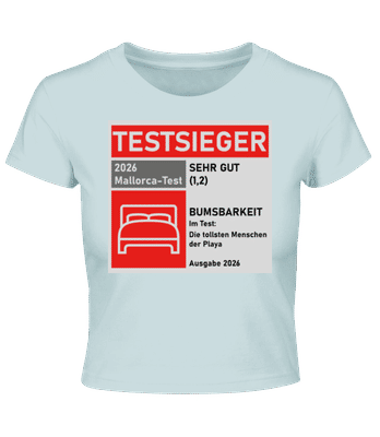 Testsieger Mallorca Bumsbarkeit - Crop T-Shirt - Hellblau - Vorne