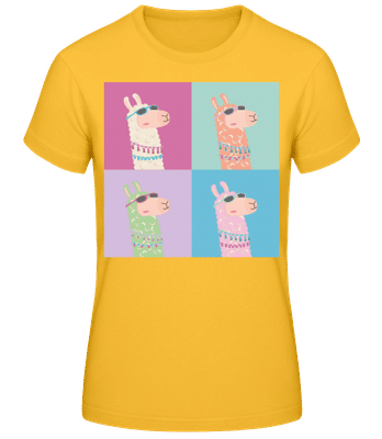 Pop Art Lama - Dámské basic tričko - Zlatožlutá - Napřed