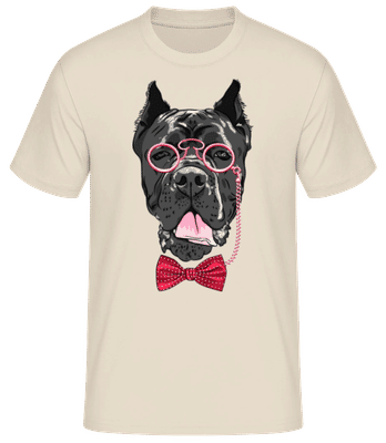Hund Mit Brille - Männer Basic T-Shirt - Creme - Vorne