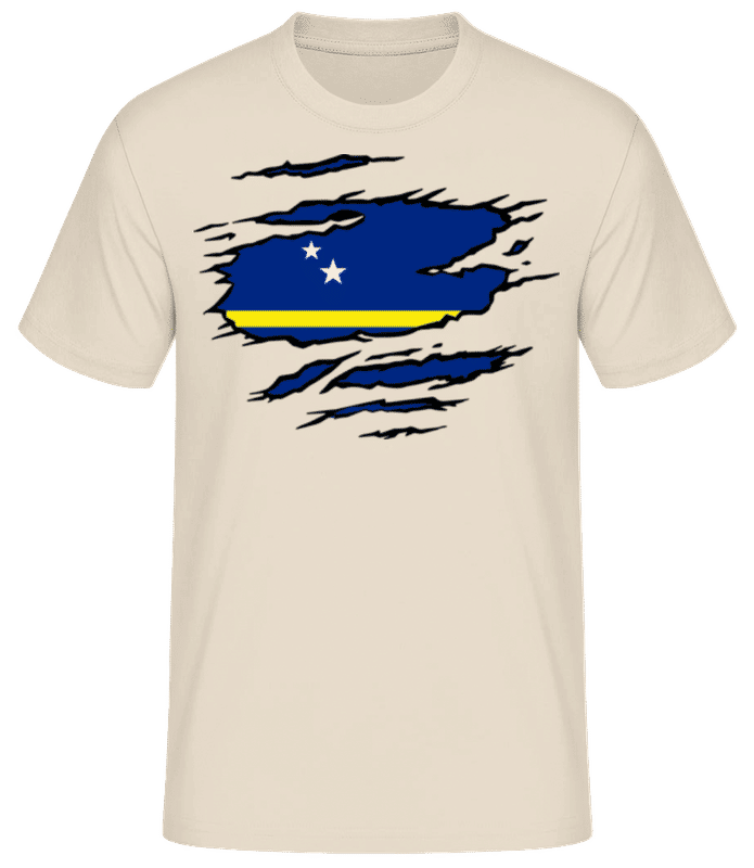 Preview: Ripped Flag Curaçao ?? - Men's B&C T-Shirt - Cream - Front