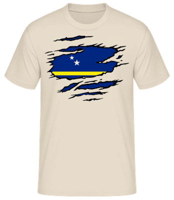 Ripped Flag Curaçao ?? - Men's B&C T-Shirt - Cream - Front