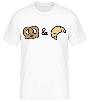 Pretzel & Croissant - Men's Basic T-Shirt - White - Front