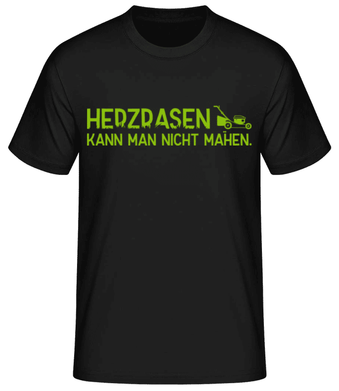 Vorschau: Herzrasen Kann Man Nicht Mähen - Männer Basic T-Shirt - Schwarz - Vorne