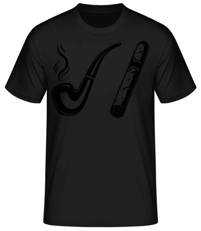 Vorschau: Pipe And Cigars - Männer Basic T-Shirt - Schwarz - Vorne