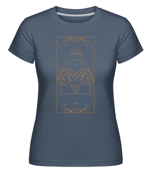 Aperçu: Art Deco Zodiac Sign Aries - T-shirt Shirtinator femme - Bleu denim - Devant