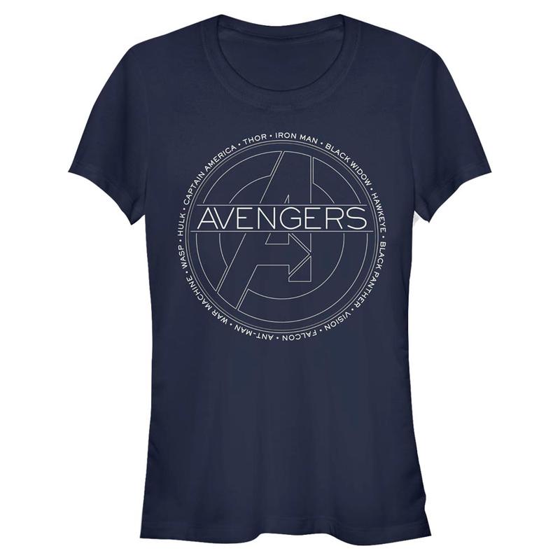 Vista previa: Marvel - Avengers - Logo Avengers Names - Mujeres Camiseta - Marino - delante