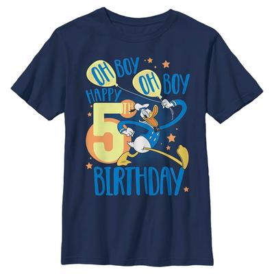 Disney Classics - Mickey Mouse - Donald Duck 5th Bday - Kids T-Shirt - Navy - Front