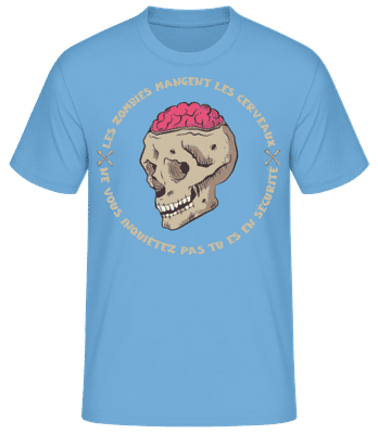 Les Zombies Mangent Les Cerveaux - T-shirt standard Homme - Bleu clair - Devant