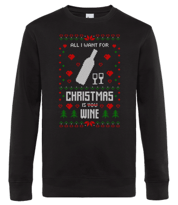 All I Want For Christmas Is Wine - Men's standard sweatshirt - Black - Front