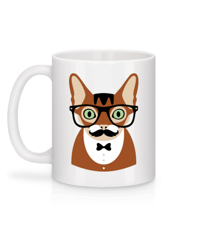 Vorschau: Hipster Nacktkatze - Tasse - Weiß - Hinten