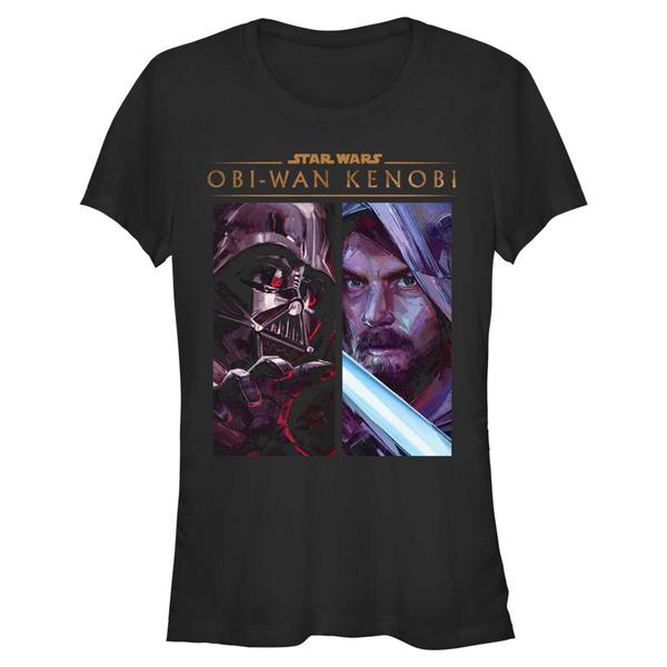 Aperçu: Star Wars - Obi-Wan Kenobi - Obi-Wan Kenobi & Darth Vader Kenobi Panels - Femme T-shirt - Noir - Devant