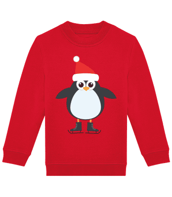 Schlittschuh Pinguin 1 - Kinder Standard Pullover - Rot - Vorne