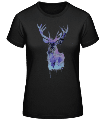 umělecké Deer - Dámské basic tričko - Černá - Napřed