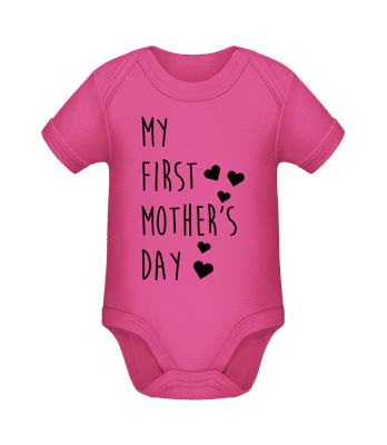 My First Mother's Day - Baby Bio Strampler - Magenta - Vorne