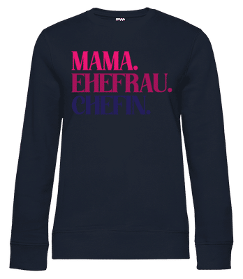 Mama Ehefrau Chefin - Frauen Standard Pullover - Marine - Vorne