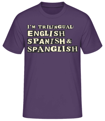 Trilingual English Spanish & Spanglish - Men's B&C T-Shirt - Purple - Front
