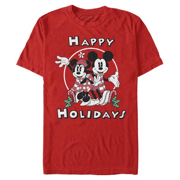 Aperçu: Disney Classics - Mickey Mouse - Mickey & Minnie Holiday - Christmas - Homme T-shirt - Rouge - Devant