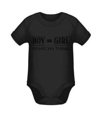 Boy Or Girl - Whatcha Think? Black/White - Baby Bio Strampler - Schwarz - Vorne