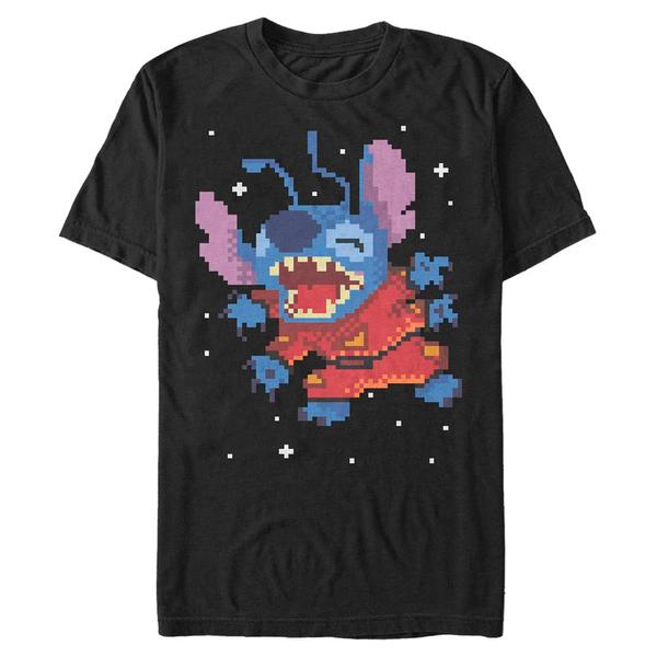 Preview: Disney - Lilo & Stitch - Stitch Pixel - Men's T-Shirt - Black - Front