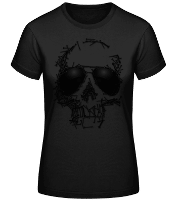 Sonnenbrille Totenkopf - Frauen Basic T-Shirt - Schwarz - Vorne