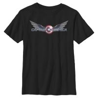 Marvel - Falcon y el Soldado de Invierno - Captain America Shiny Shield - Niños Camiseta - Negro - delante