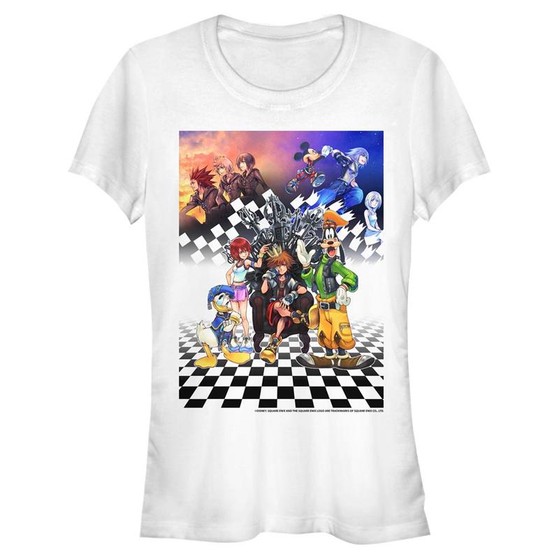 Preview: Disney - Kingdom Hearts - Skupina Group Checkers - Women's T-Shirt - White - Front
