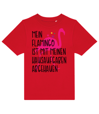 Flamingo Klaut Hausaufgaben - Kinder T-Shirt B&C - Rot - Vorne
