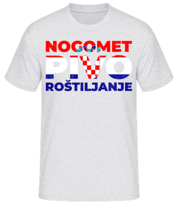 Nogomet Pivo Roštiljanje - Men's Basic T-Shirt - Heather grey - Front