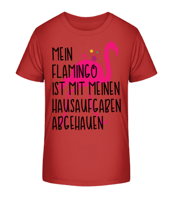 Flamingo Klaut Hausaufgaben - Kinder Bio T-Shirt Stanley Stella 2.0 - Rot - Vorne