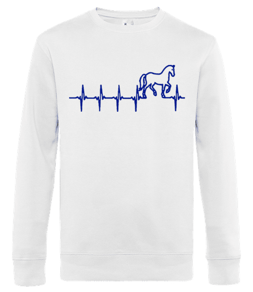 Aperçu: Cheval Bleu Battement de Coeur - Sweat-shirt standard pour homme - Blanc - Devant