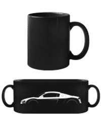 'Audi R8 2007' Silhouette - Černý hrnek - Černá - Napřed