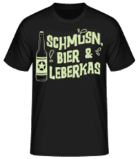 Schmusn Bier Leberkas - Männer Basic T-Shirt - Schwarz - Vorne