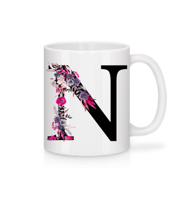 Blumen Initiale N - Tasse - Weiß - Vorne
