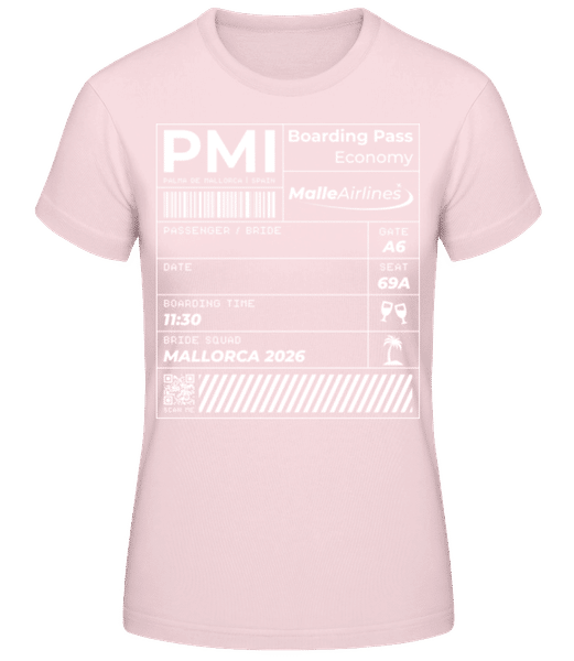 Vorschau: Bride Boarding Pass Mallorca JGA - Frauen T-Shirt B&C - Rosa - Vorne