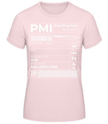 Bride Boarding Pass Mallorca JGA - Frauen T-Shirt B&C - Rosa - Vorne