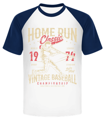 Home Run Classic - Männer Baseball T-Shirt - Weiß / Marine - Vorne