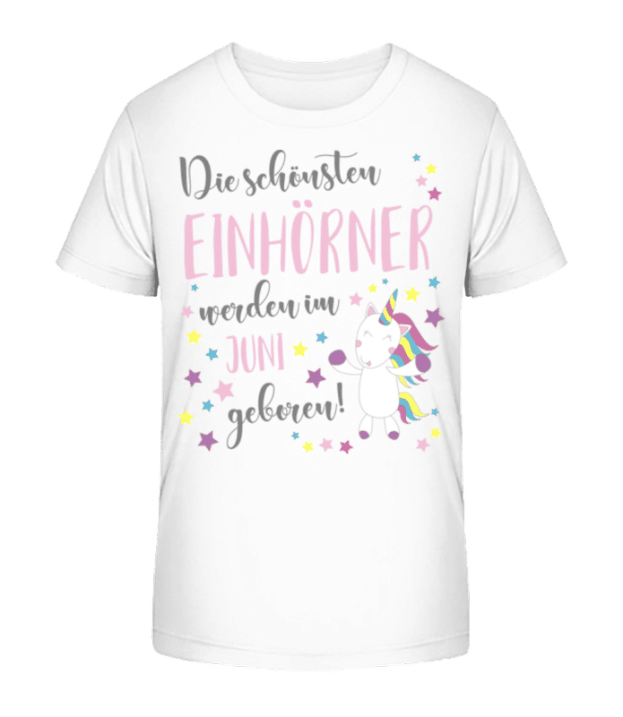 Vorschau: Einhorn Geboren In Juni - Kinder Bio T-Shirt Stanley Stella 2.0 - Weiß - Vorne