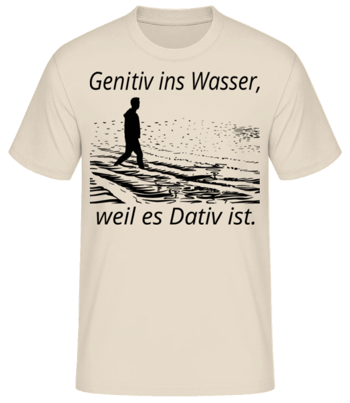 Vorschau: Genitiv Ins Wasser - Männer Basic T-Shirt - Creme - Vorne