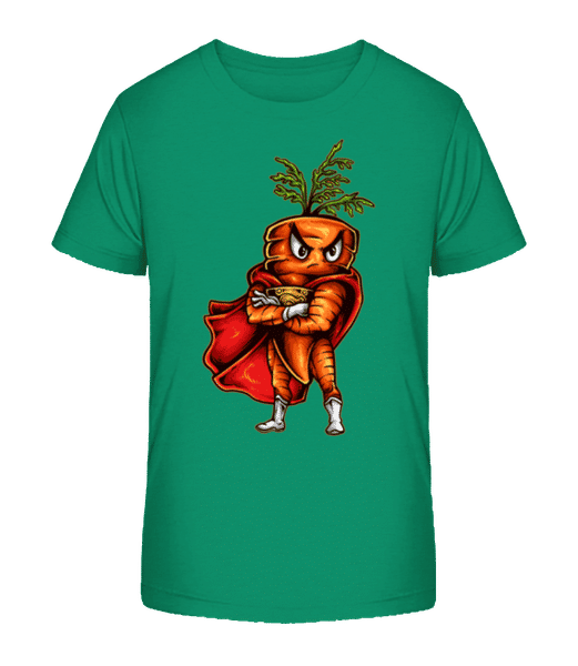 Preview: Super Carrot - Kid's Organic T-Shirt Stanley Stella 2.0 - Green - Front