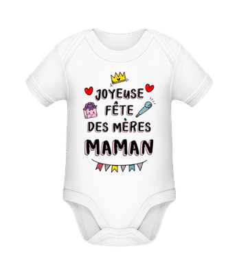 Joyeuse Fête Des Mères Maman - Body manches courtes bio - Blanc - Devant