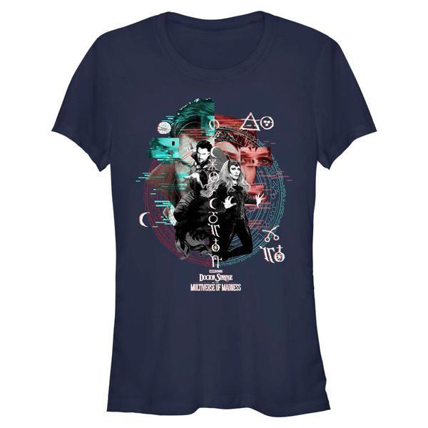 Aperçu: Marvel - Doctor Strange - Docteur Strange & Scarlet Witch Magic Glitch - Femme T-shirt - Bleu marine - Devant