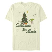 Star Wars - Yoda Celebrate You Must - Christmas - Men's T-Shirt - Cream - Front