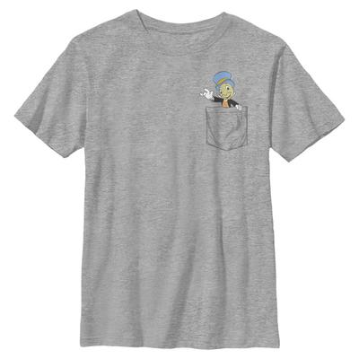 Disney - Pinocchio - Jiminy Cricket Jiminy Pocket - Enfant T-shirt - Gris chiné - Devant