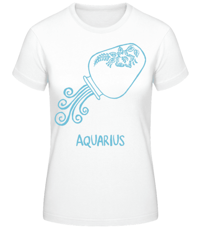 Preview: Scribble Style Zodiac Sign Aquarius - Women's Basic T-Shirt - White - Front