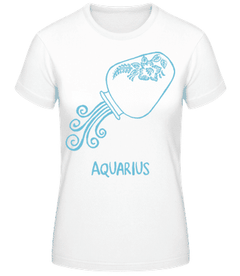 Scribble Style Zodiac Sign Aquarius - Dámske basic tričko - Biela - Predné