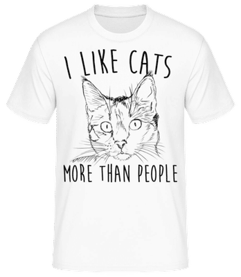 I Like Cats More Than People - Camiseta básica para hombre - Blanco - delante