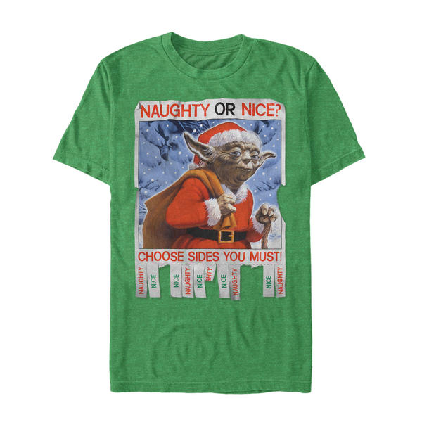 Aperçu: Star Wars - Yoda Naughty of Nice - Christmas - Homme T-shirt - Vert chiné - Devant