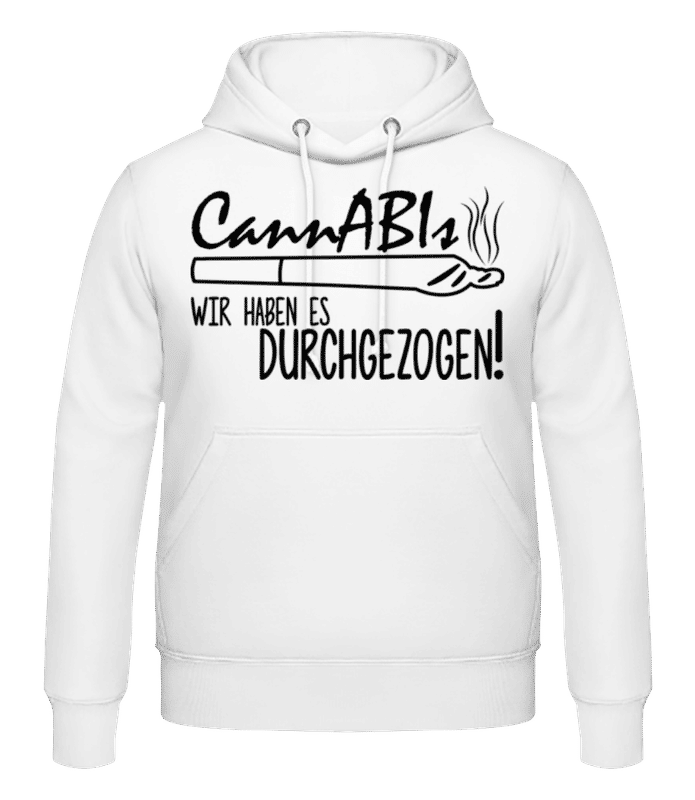 Vorschau: CannABIs Durchgezogen - Männer Hoodie - Weiß - Vorne